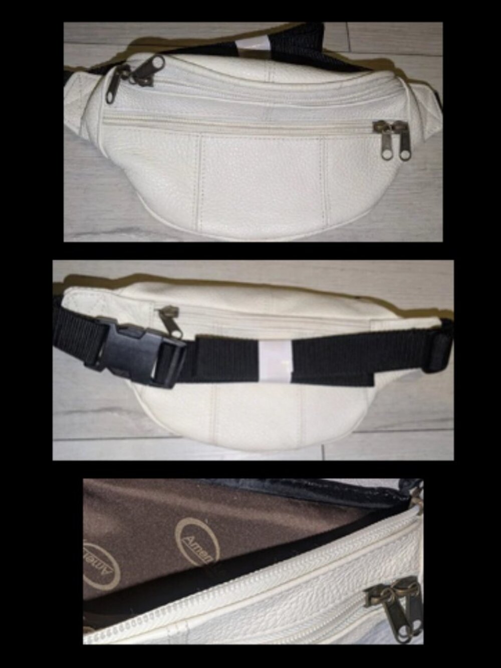 New Ameri Leather Fanny Pack W/ Multiple Zippered Compartments Womens One Size
